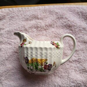 SPODE COPELAND CHINA CREAMER BASKET WEAVE WICKER LANE MADE IN ENGLAND 'BIN F
